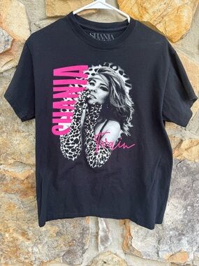 Shania Twain Graphic Tee in Black with Pink Logo Medium